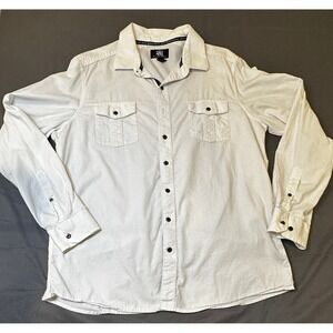 Rock & Republic Mens White Textured Long Sleeve Button Down Shirt XL